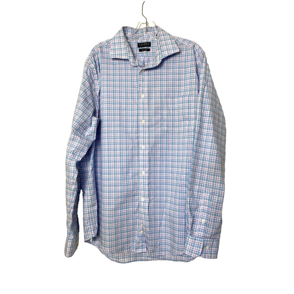 Lauren Ralph Lauren Shirt Black Label Mens 17-36/37 Blue Regular Fit Button Up